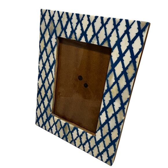 Boho Decor Photo Frame Portrait Landscape Blue White Morocco India Table Top - Picture 2 of 7